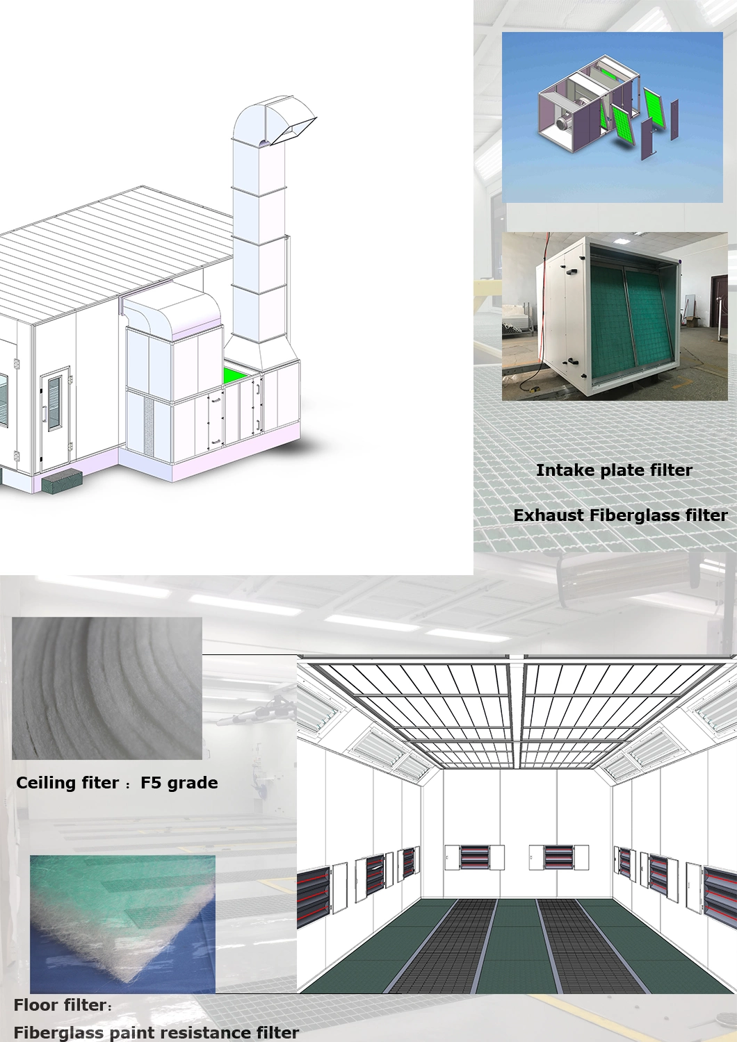 Electrical Heating Downdraft Car Painting Room